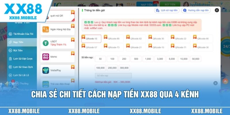 Chia sẻ chi tiết cách nạp tiền XX88 qua 4 kênh