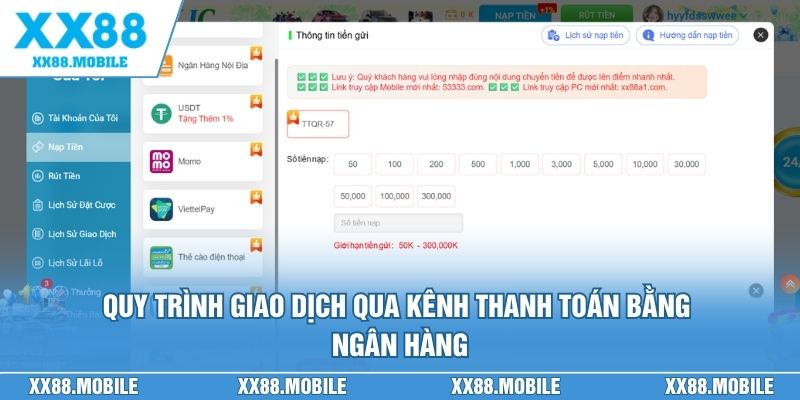 Quy trình giao dịch qua kênh thanh toán bằng ngân hàng