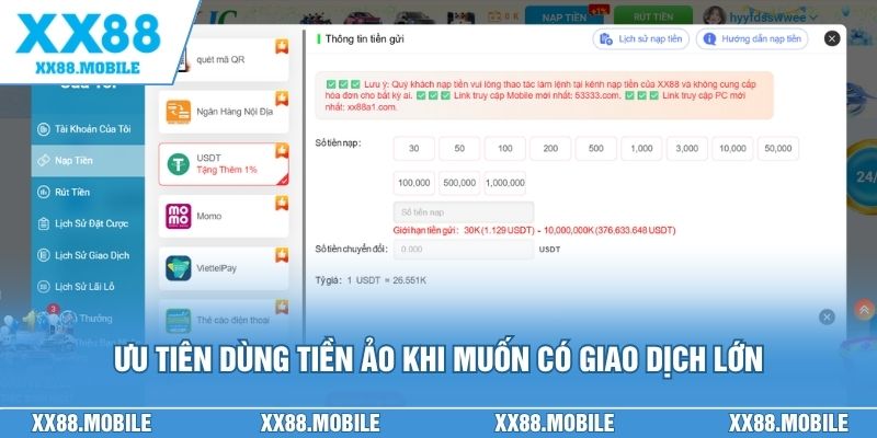 Ưu tiên dùng tiền ảo khi muốn có giao dịch lớn